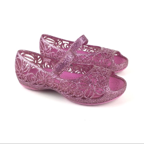 CROCS | Shoes | Crocs Isabella Girls Size Pink Glitter Flats | Poshmark